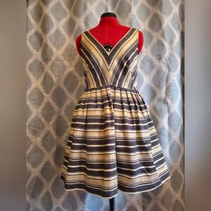 J. Crew Striped Black and Cream Mini Dress